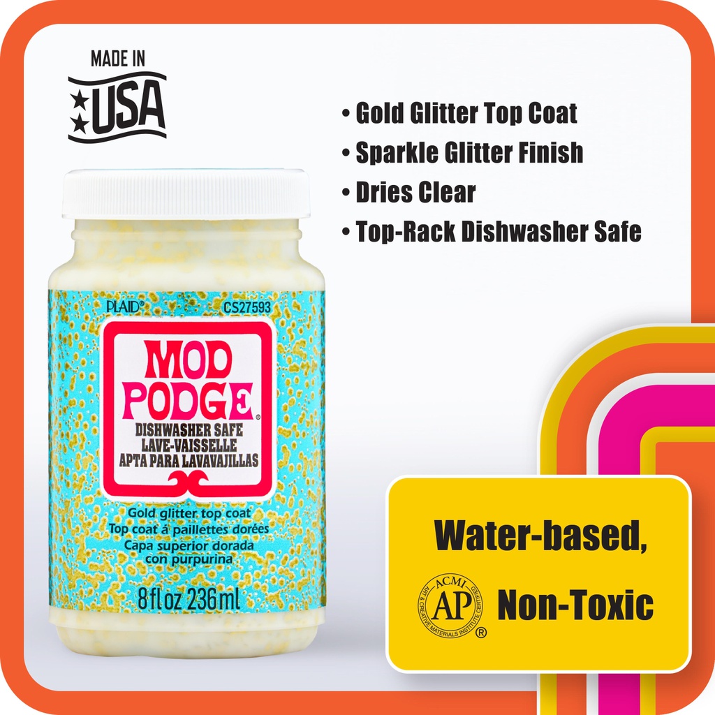 Mod Podge Dishwasher Safe Glitter Gold 8 Oz.