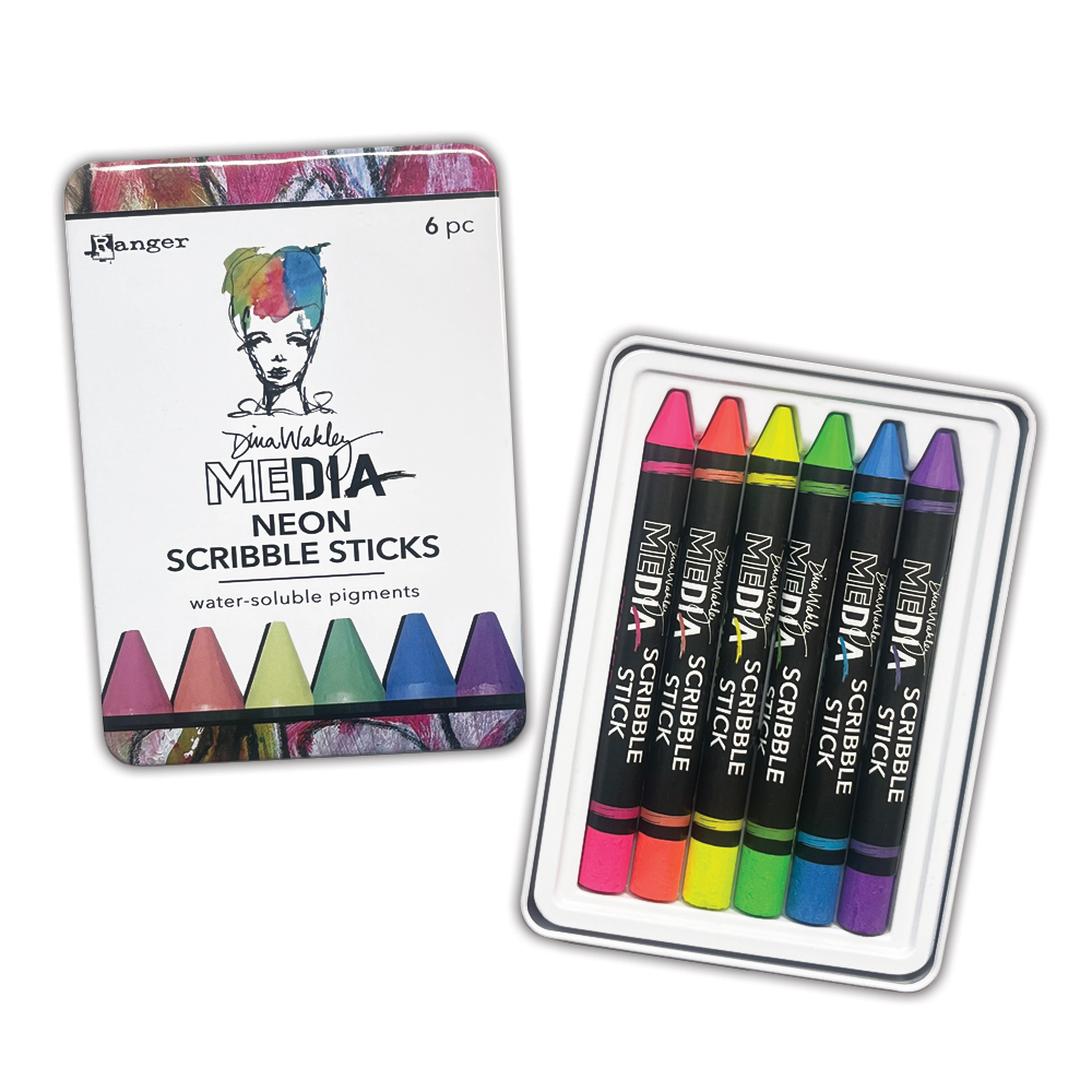 Dina Wakley Media Scribble Sticks 4 (Includes Bodacious, Gnarly, Legit, Radical, Stoked & Tubular)