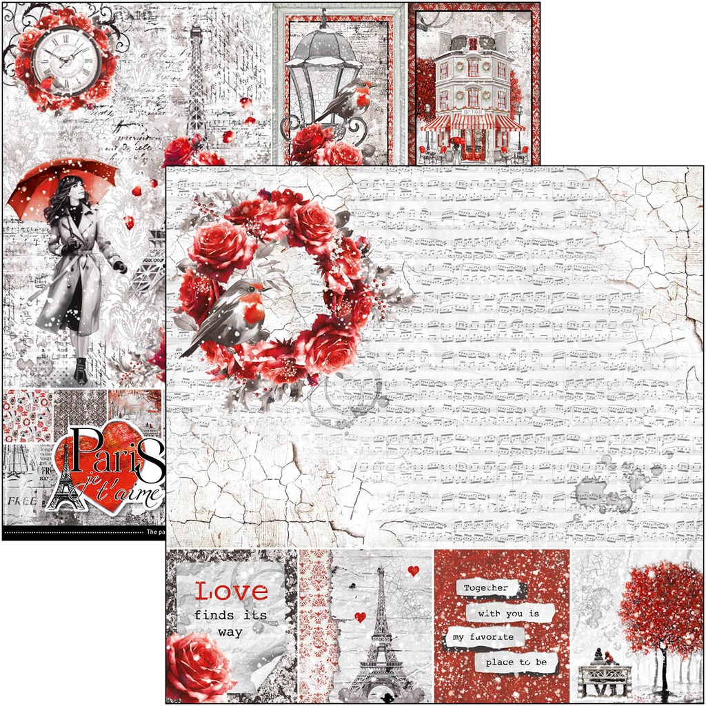 Paris Je t’aime Paper Pad 12"x12" 12/Pkg