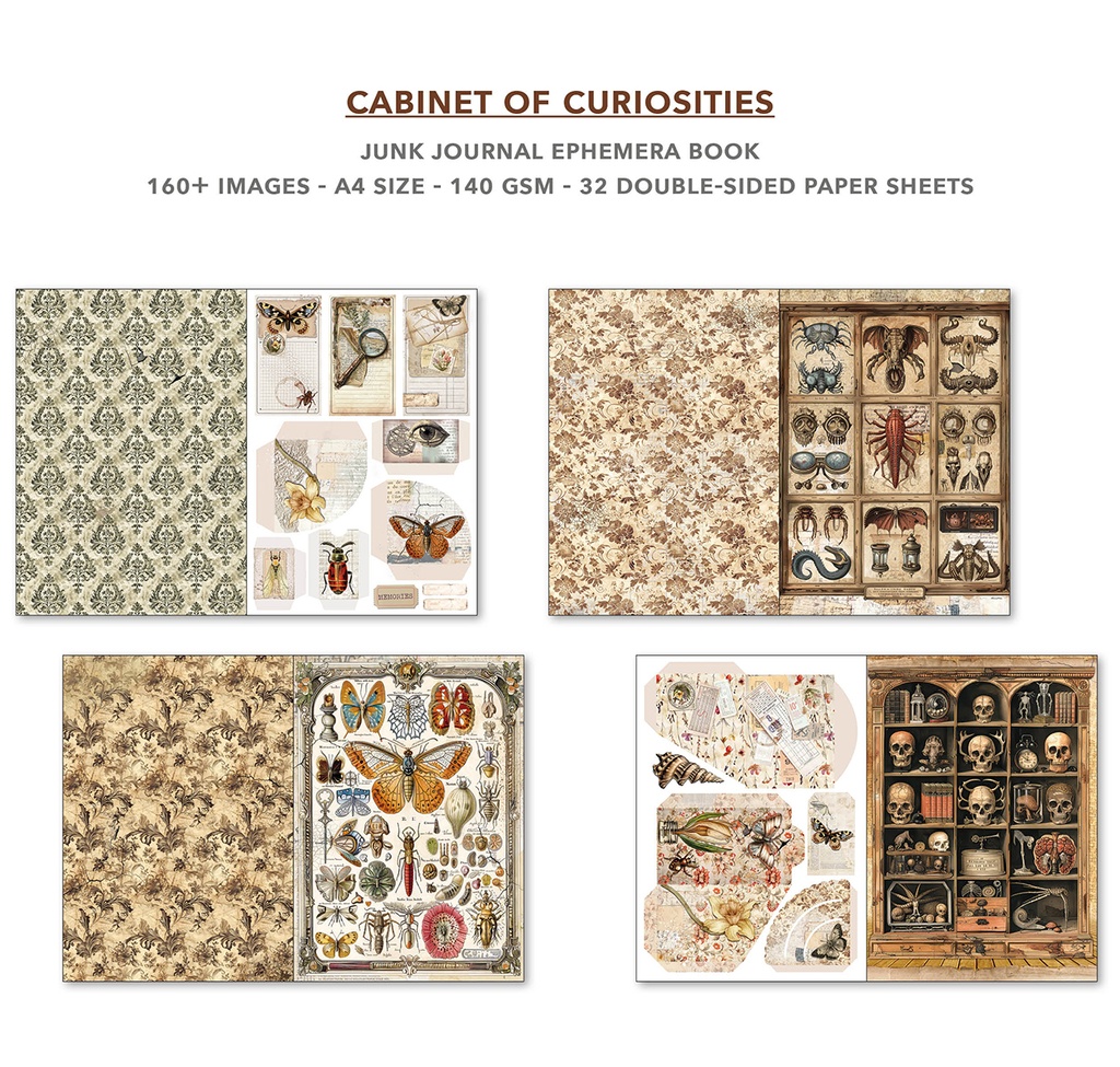 Cabinet of Curiosities Junk Journal  Ephemera Book A4 32/Pkg