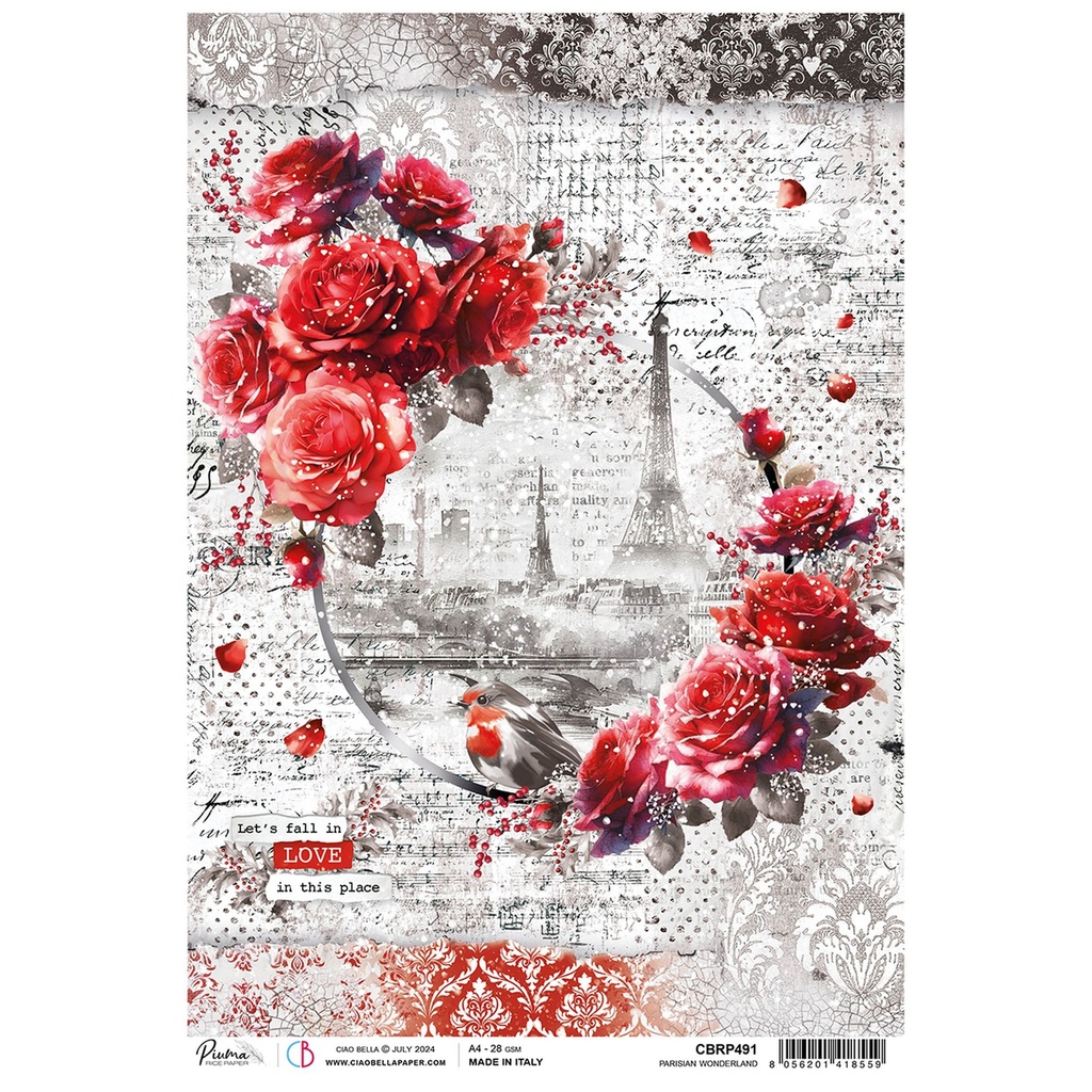 Parisian Wonderland - Ciao Bella Piuma Rice Paper A4 - Single Sheet