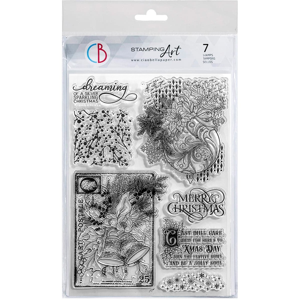 Clear Stamp Set 6"x8" Silver Bells