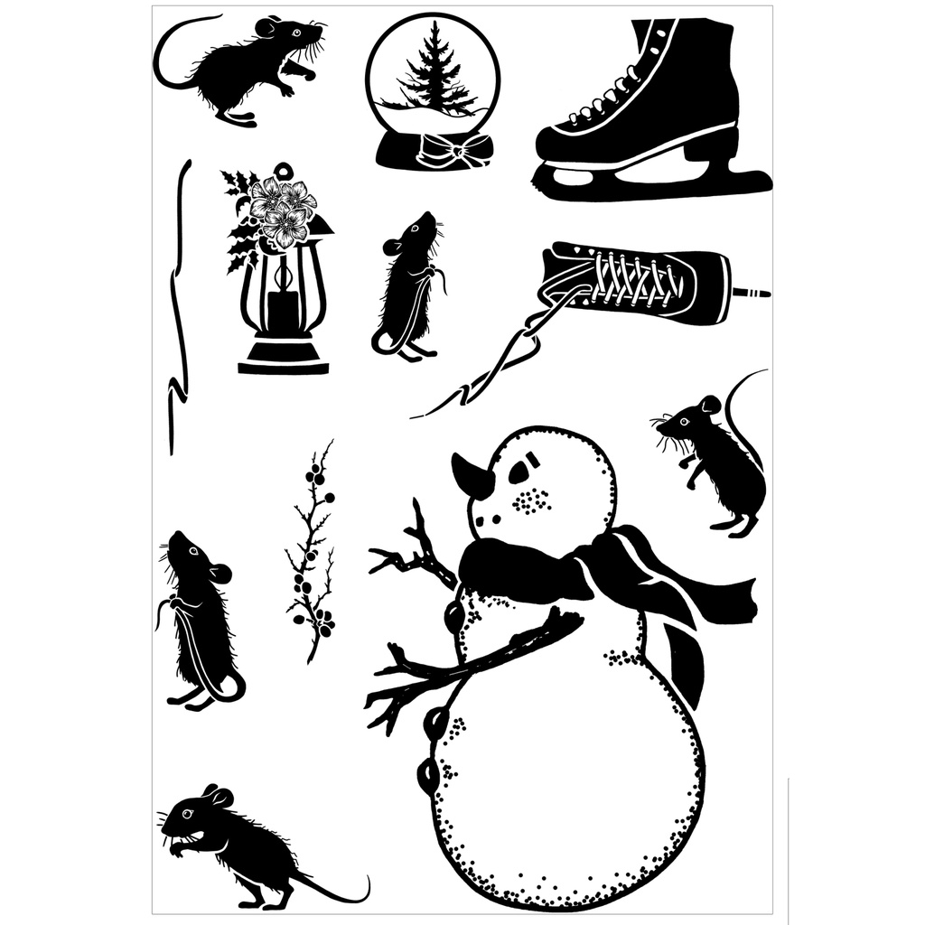 Mice Skate A6 Clear Stamp Set