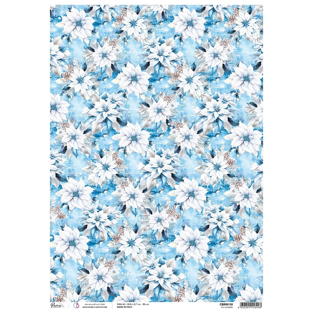 Ice Flowers  - Ciao Bella Piuma Rice Paper A3 - 3 Pack