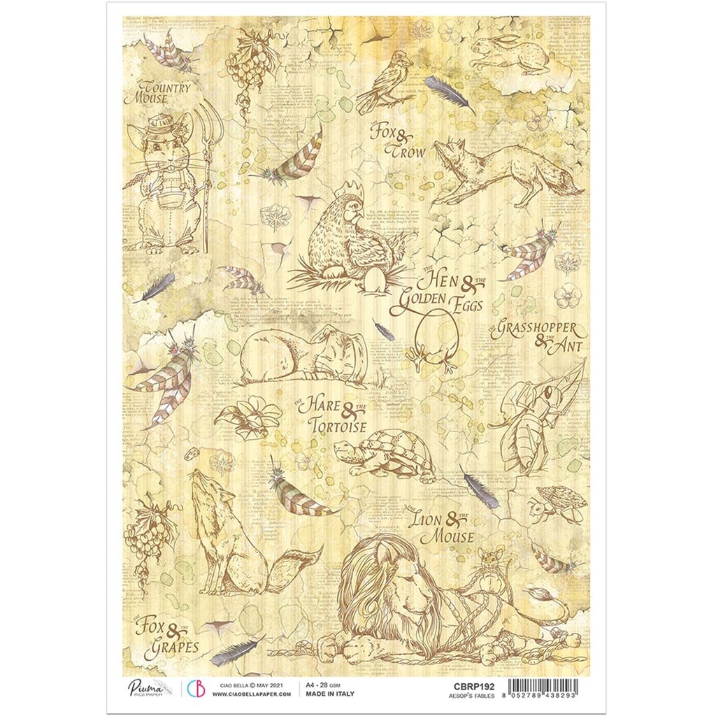 Aesop's Fables - Ciao Bella Piuma Rice Paper A4 - 5 Pack