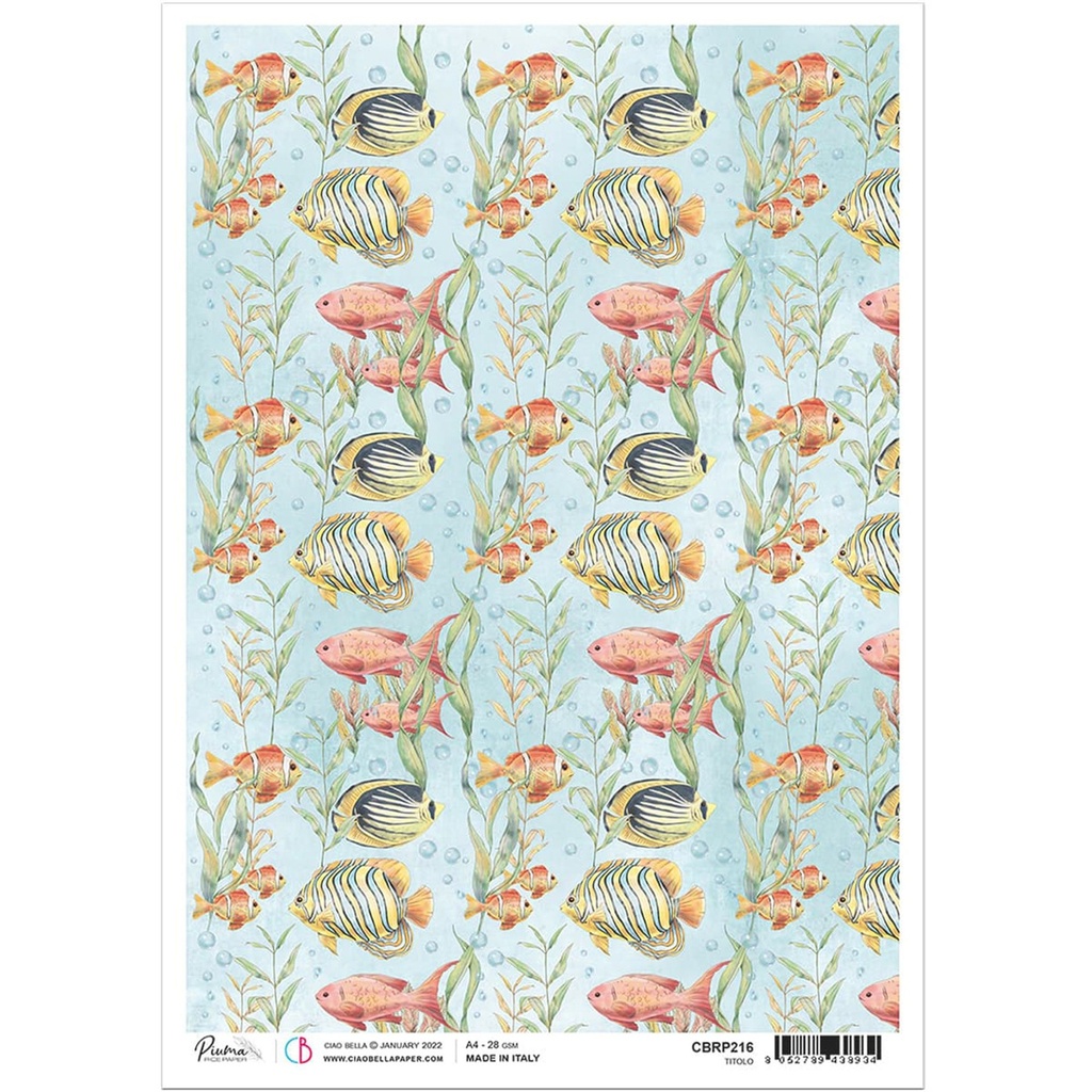 Fishes - Ciao Bella Piuma Rice Paper A4 - 5 Pack