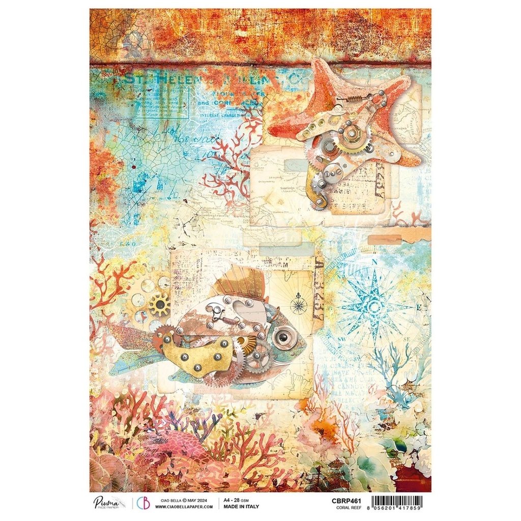 Coral Reef - Ciao Bella Piuma Rice Paper A4 - 5 Pack