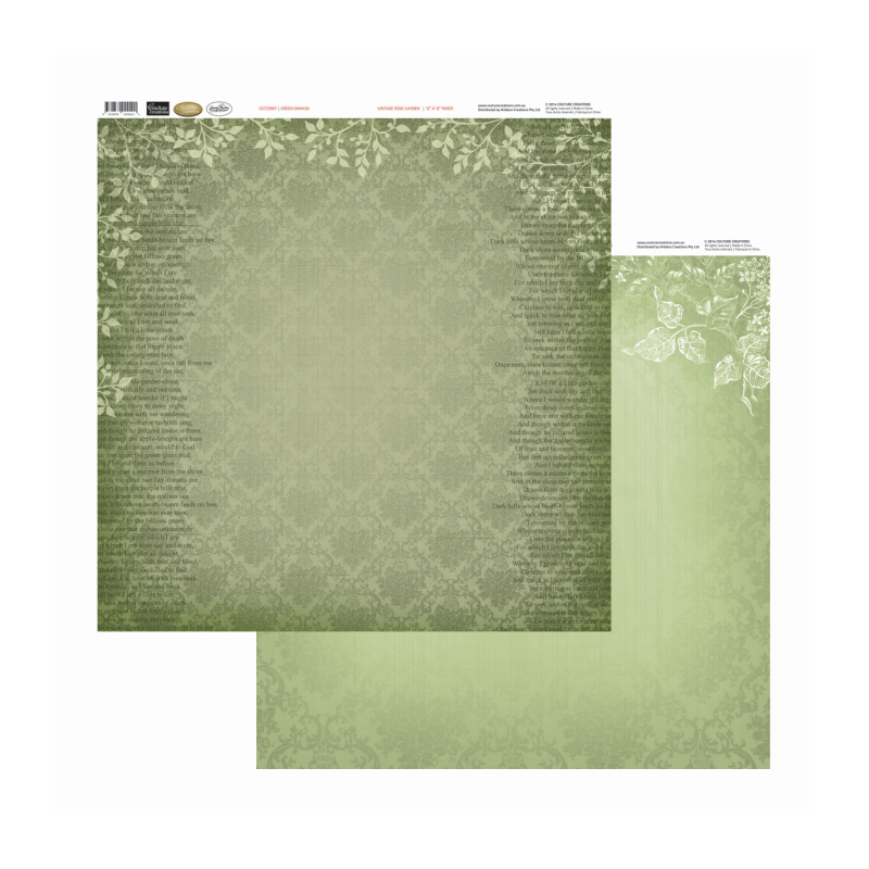 Con Green Damask Sold in Packs of 10 Sheets