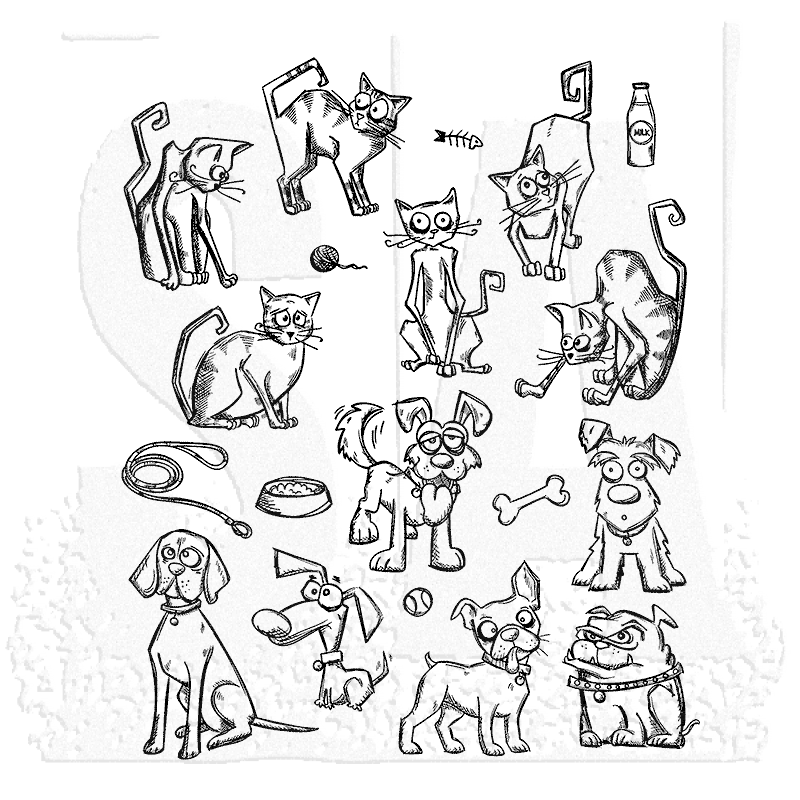 Tim Holtz Cling Stamps - Mini Cats & Dogs