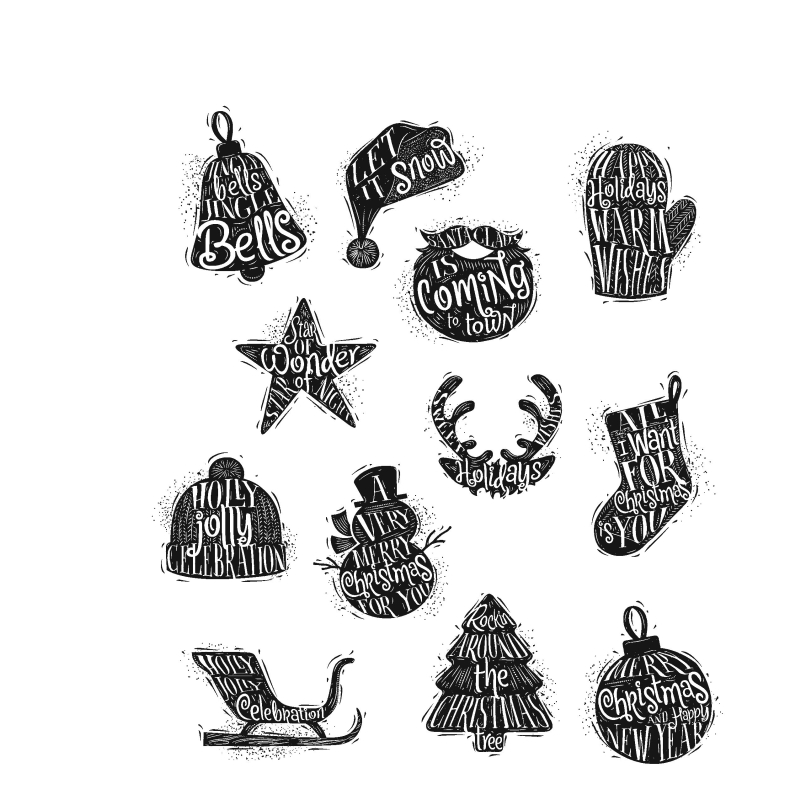 Tim Holtz Cling Stamps - Mini Carved Christmas