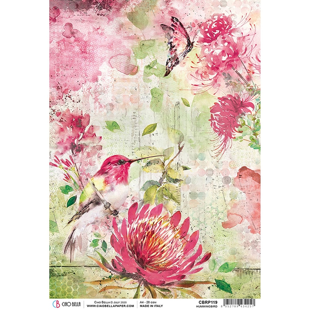 Hummingbird  - Ciao Bella Piuma Rice Paper A4 - Single Sheet