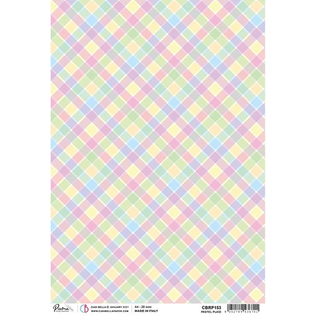 Pastel Plaid - Ciao Bella Piuma Rice Paper A4 - Single Sheet