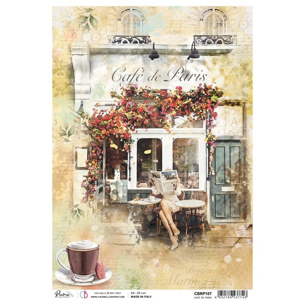 Café De Paris - Ciao Bella Piuma Rice Paper A4 - Single Sheet