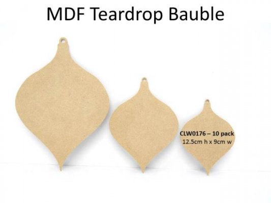 Teardrop Flat Ornament 12.5cm 10pk