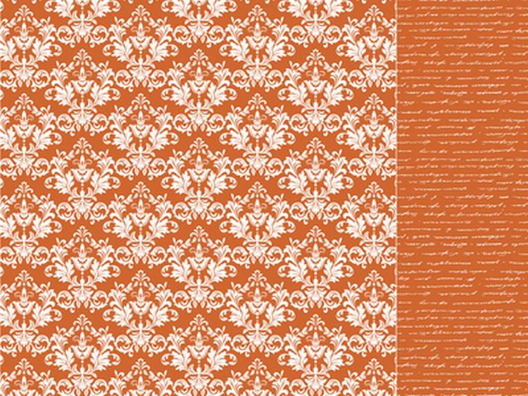 Scrapbook Paper-Orange Damask Sold in Packs of 10 Sheets