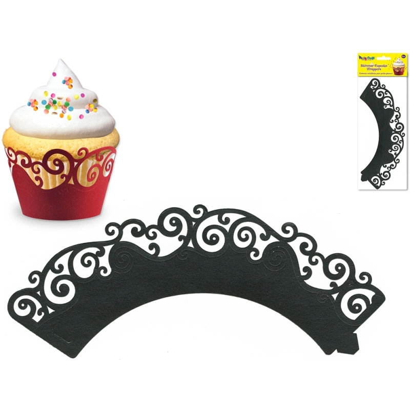 Cupcake Wrappers Swirl Black3 x packs of 6