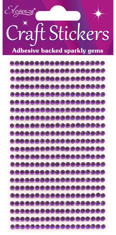 3mm Gems Amethyst Craft Stickers No.38 - 418 Pieces