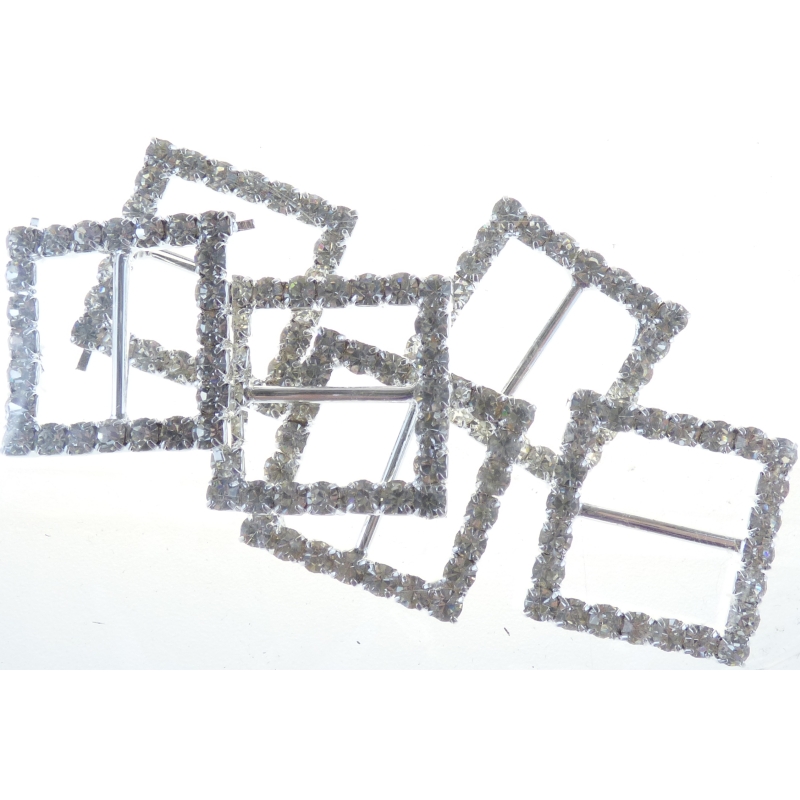 Diamanté Effect Buckles Square - 6 Pieces