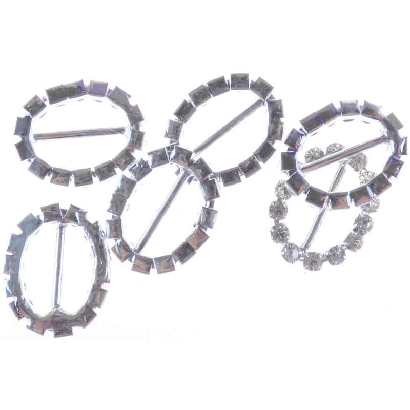 Diamanté Effect Buckles Oval - 6 Pieces