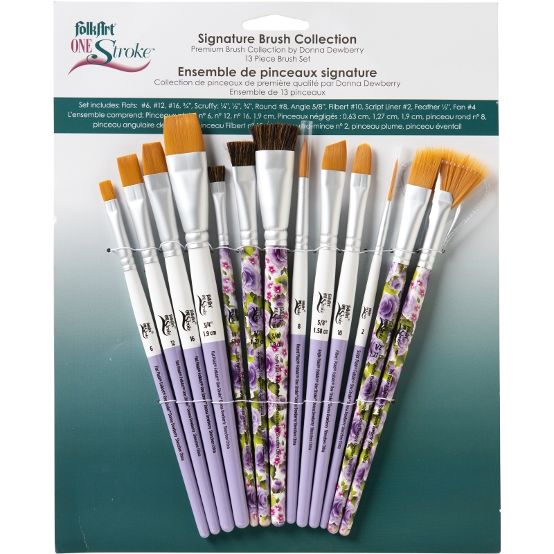 FOLKART ONE STROKE SIGNATURE BRUSH SET - 13 PIECES