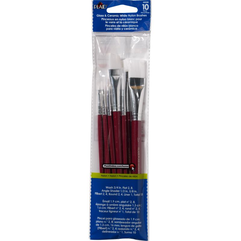 White Nylon Brush FolkArt 10 piece