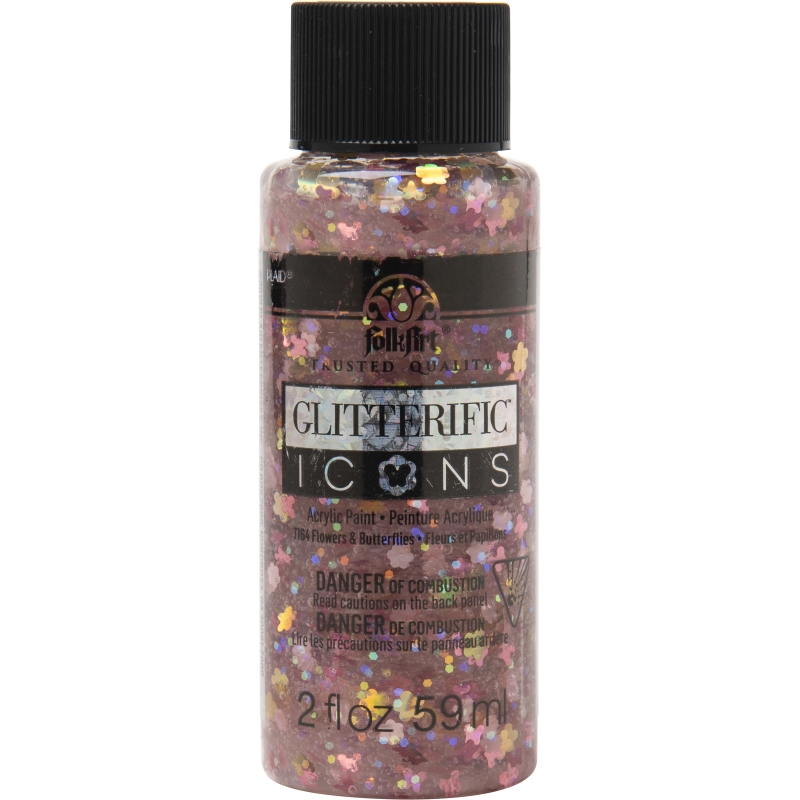 FLOWERS & BUTTERFLIES FOLKART GLITTERIFIC ICONS - 2 OZ