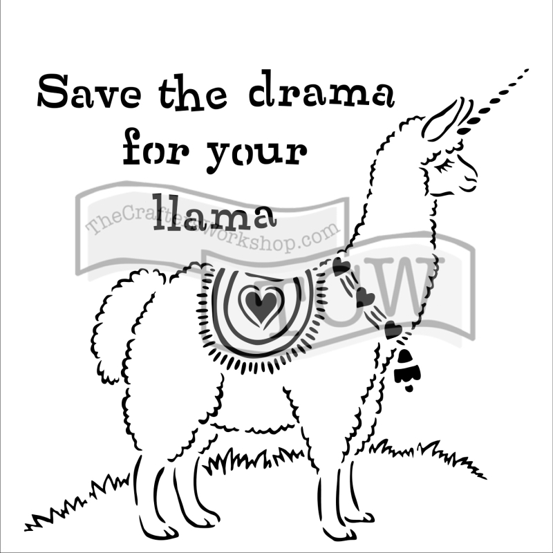 6x6 Stencil Drama Llama