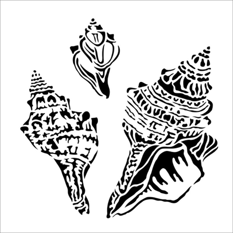 12x12 Stencil Conch Shells