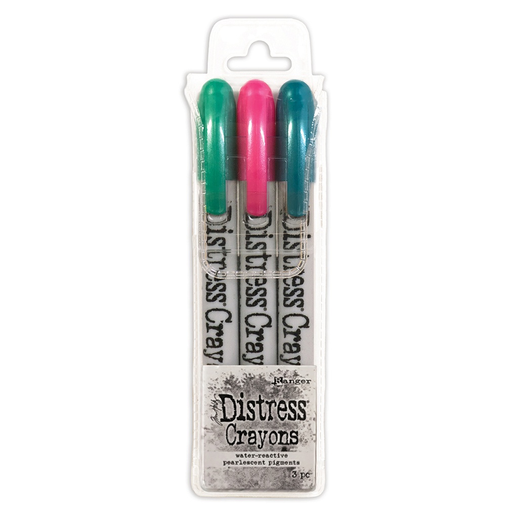 Distress Pearl Crayons Holiday Set 4  (Includes Merry Mint, Cocktail Party & Shiny Bauble) Tim Holtz Limited Edition