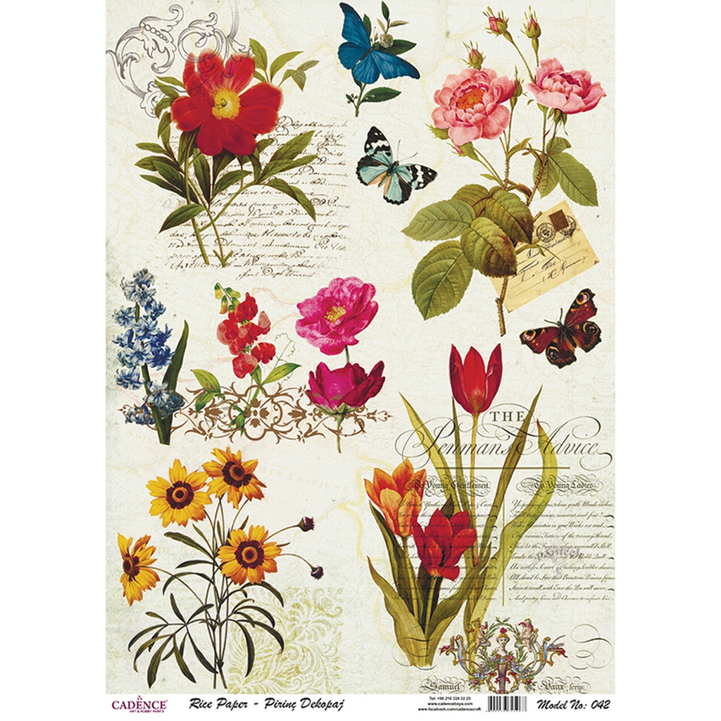 Rice Decoupage Paper - Victorian Botanical