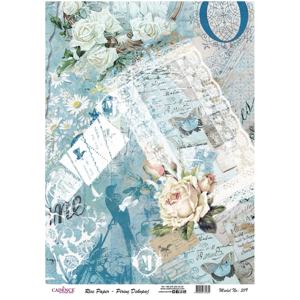 Rice Decoupage Paper - Blue Lace