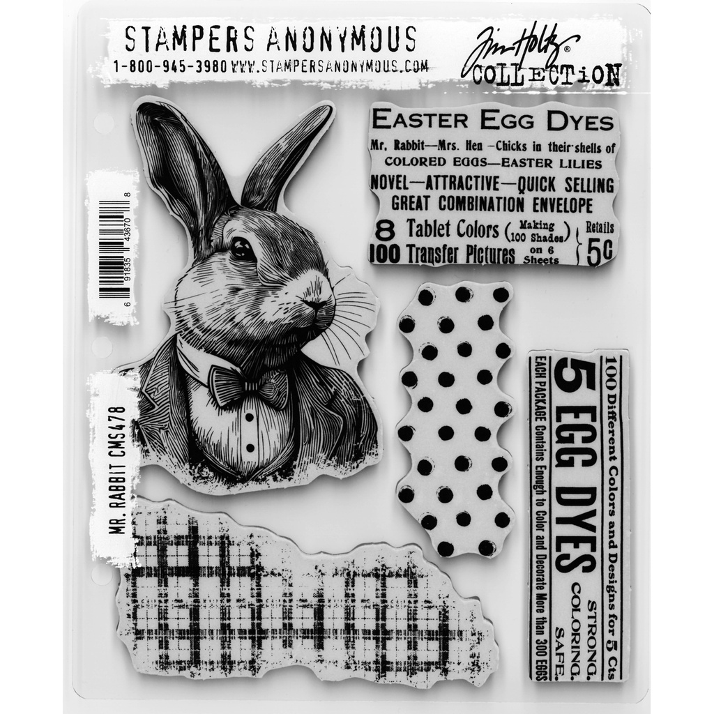 Tim Holtz Cling Stamps - Mr. Rabbit