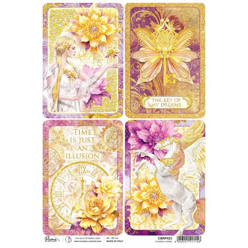 Ethereal Cards  - Ciao Bella Piuma Rice Paper A4 - Single Sheet