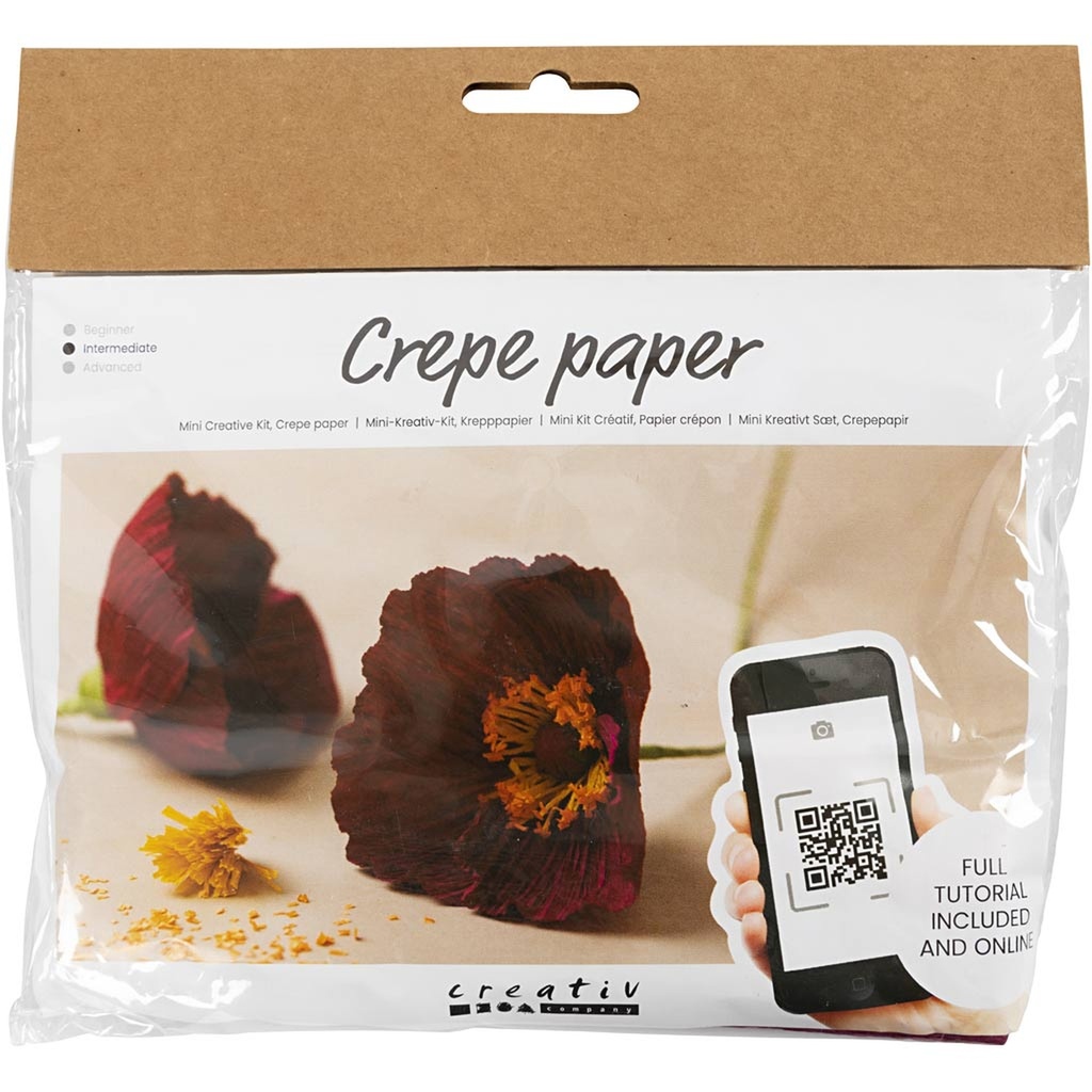 Mini Craft Kit Crepe Paper, Poppies, Crêpe ratio: 180%, 105 g, 1 pack