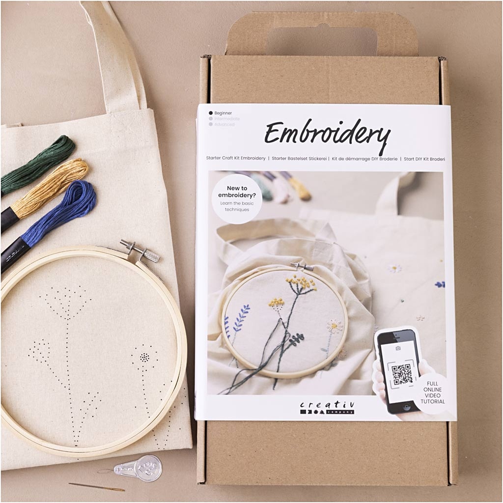 Starter Craft Kit Embroidery, Flowers, 1 pack