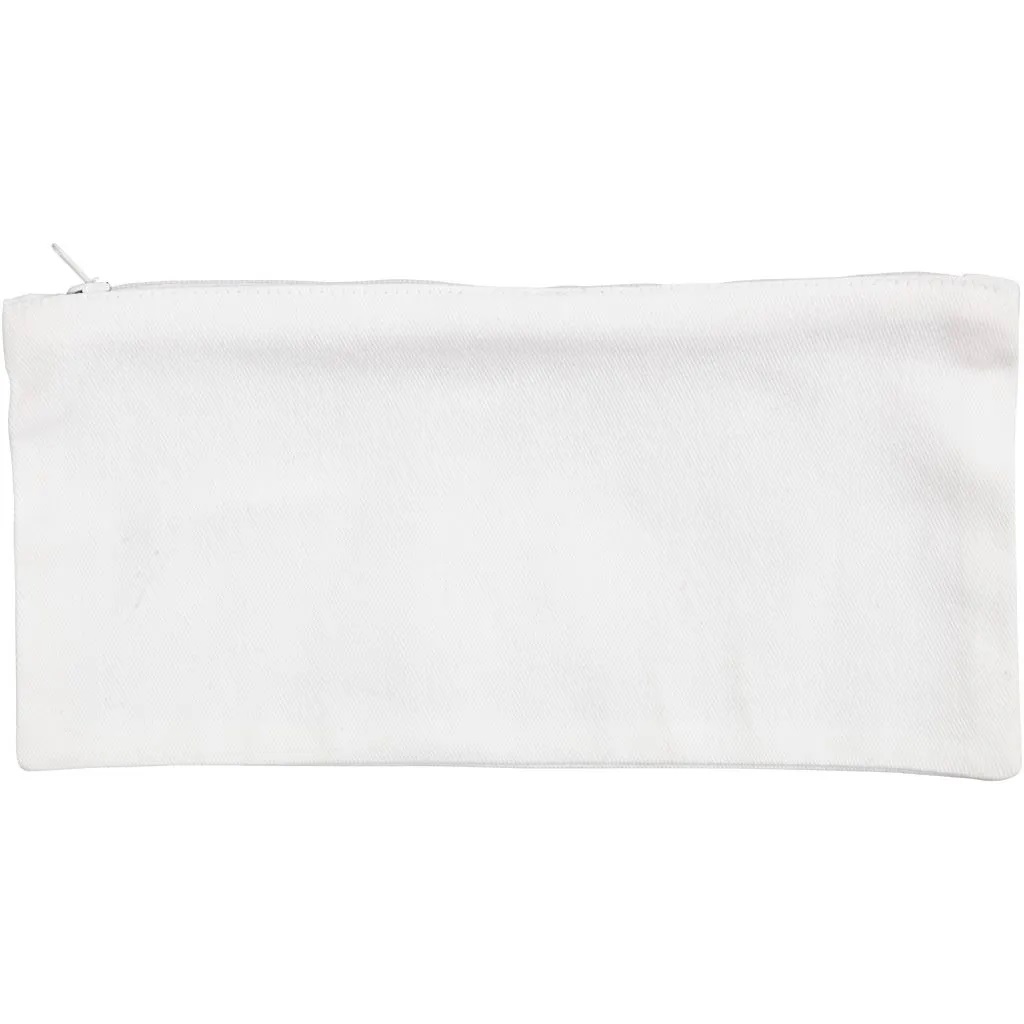 Cotton Pencil Case, white, size 11x23 cm, 210 g, Single